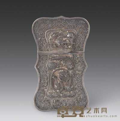 清 银丝龙纹名片盒 10×6cm